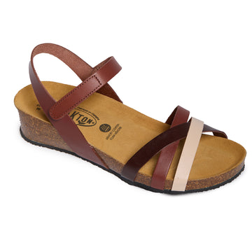 Plakton Platform Wedge Sandal – Lane Cream Brown Dark Brown Combo
